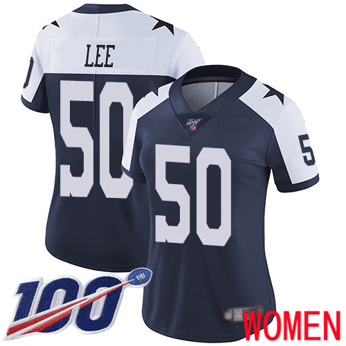 Women Dallas Cowboys Limited Navy Blue Sean Lee Alternate #50 100th Season Vapor Untouchable Throwback NFL Jersey->women nfl jersey->Women Jersey